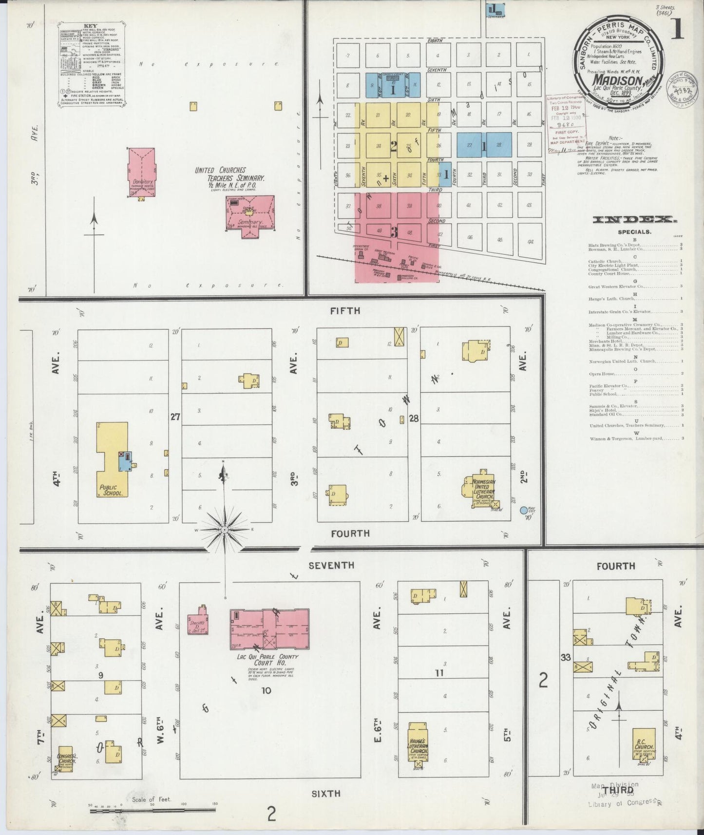 Sanborn Fire Insurance Map from Madison, Lac Qui Parle County, Minnesota (1899), Sheet #0001 - Historic Sanborn Fire Insurance Map Print, vintage old map wall art, antique decor, genealogy gift, Minnesota Minnesota map