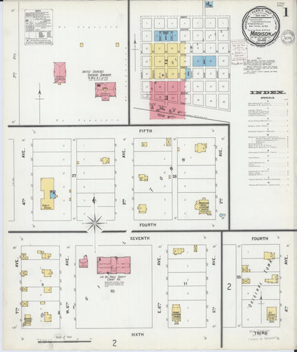 Sanborn Fire Insurance Map from Madison, Lac Qui Parle County, Minnesota (1899), Sheet #0001 - Historic Sanborn Fire Insurance Map Print, vintage old map wall art, antique decor, genealogy gift, Minnesota Minnesota map