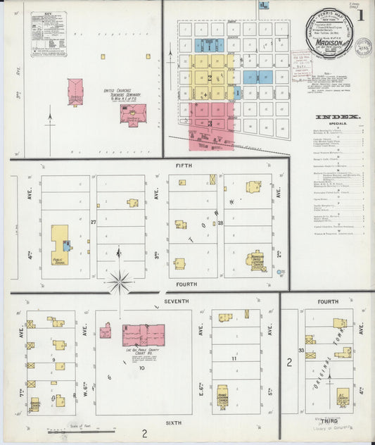 Sanborn Fire Insurance Map from Madison, Lac Qui Parle County, Minnesota (1899), Sheet #0001 - Historic Sanborn Fire Insurance Map Print, vintage old map wall art, antique decor, genealogy gift, Minnesota Minnesota map