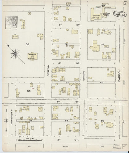Sanborn Fire Insurance Map from Seattle, King County, Washington (1884), Sheet #0007 - Complete Map Set gallery image, historic Sanborn map, vintage wall art, Washington Washington