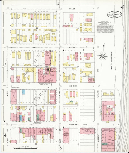 Sanborn Fire Insurance Map from Leavenworth, Leavenworth County, Kansas (1905), Sheet #0005 - Historic Sanborn Fire Insurance Map Print, vintage old map wall art, antique decor, genealogy gift, Kansas Kansas map