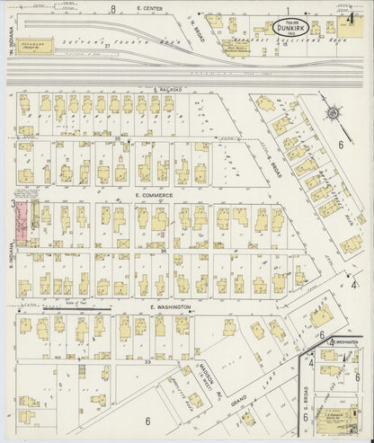 Sanborn Fire Insurance Map from Dunkirk, Jay And Blackford Counties, Indiana (1915), Sheet #0004 - Complete Map Set gallery image, historic Sanborn map, vintage wall art, Indiana Indiana