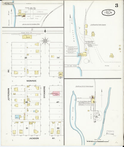 Sanborn Fire Insurance Map from Iola, Allen County, Kansas (1892), Sheet #0003 - Complete Map Set gallery image, historic Sanborn map, vintage wall art, Kansas Kansas