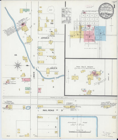 Sanborn Fire Insurance Map from New Prague, Scott And Le Sueur, Minnesota (1892), Sheet #0001 - Complete Map Set gallery image, historic Sanborn map, vintage wall art, Minnesota Minnesota