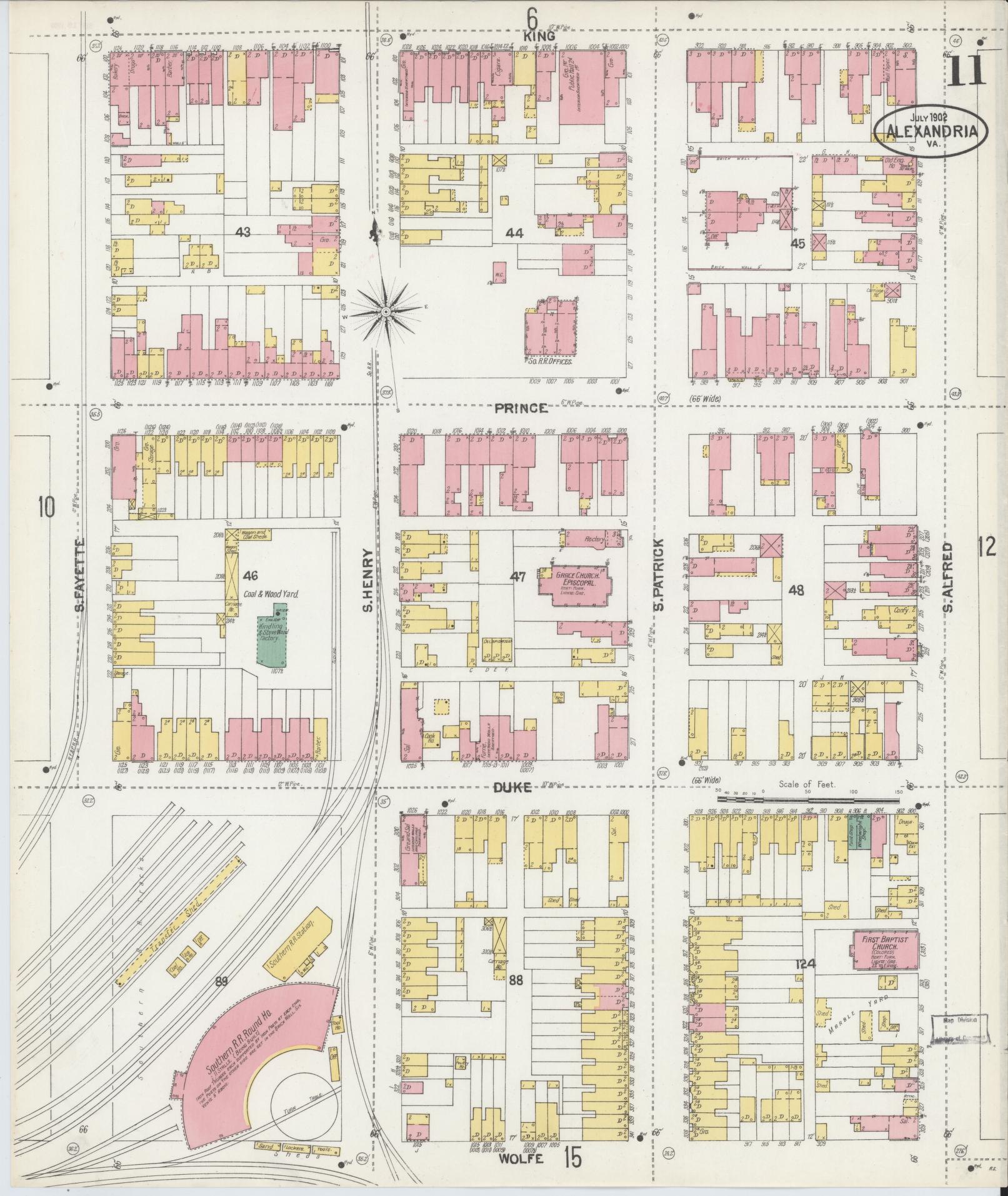Sanborn Fire Insurance Map from Alexandria, Independent Cities, Virginia (1902), Sheet #0011 - Complete Map Set gallery image, historic Sanborn map, vintage wall art, Virginia Virginia