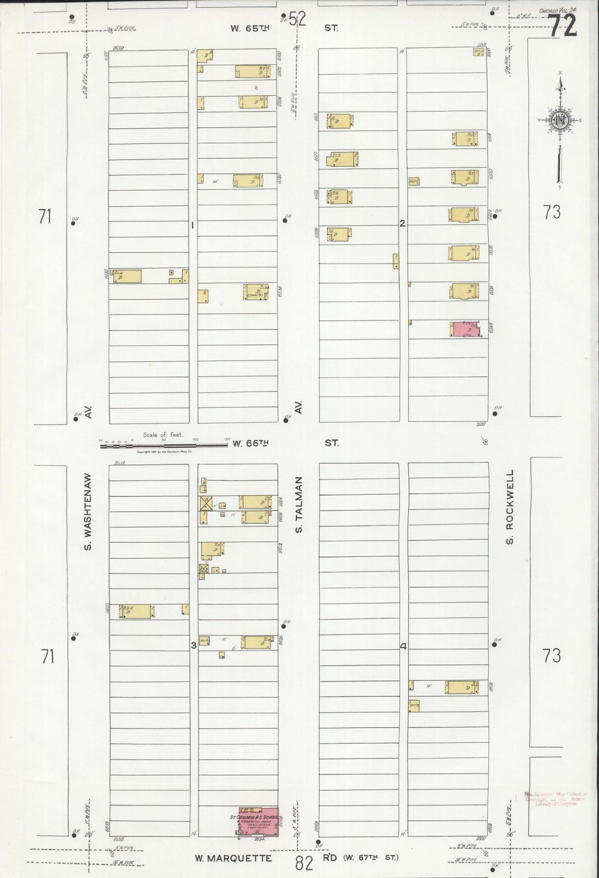 Sanborn Fire Insurance Map from Chicago, Cook County, Illinois (1920), Sheet #0072 - Historic Sanborn Fire Insurance Map Print, vintage old map wall art, antique decor, genealogy gift, Illinois Illinois map