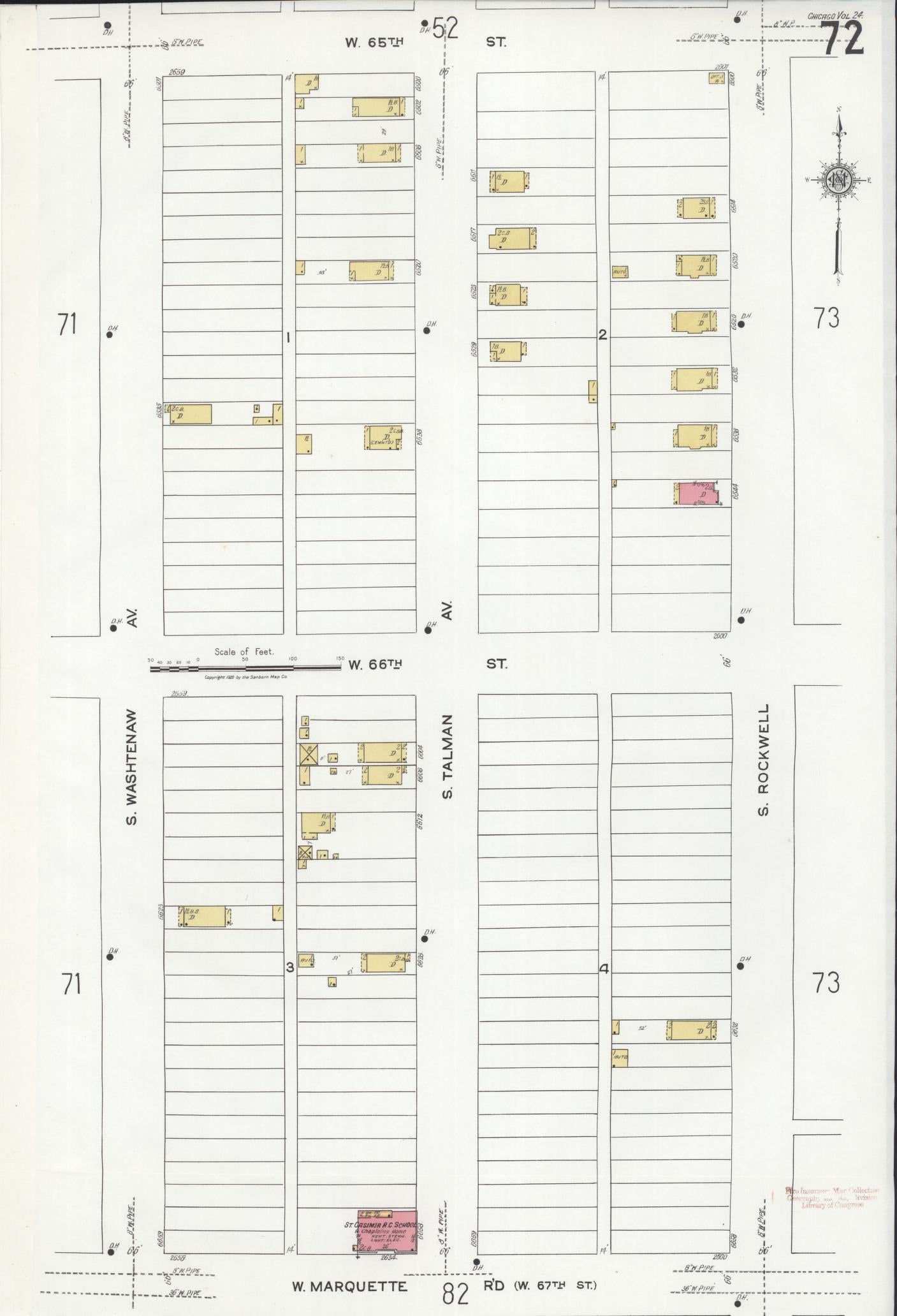 Sanborn Fire Insurance Map from Chicago, Cook County, Illinois (1920), Sheet #0072 - Historic Sanborn Fire Insurance Map Print, vintage old map wall art, antique decor, genealogy gift, Illinois Illinois map