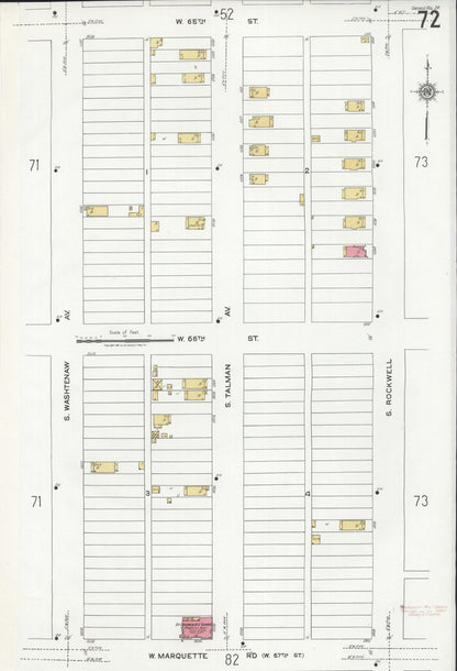 Sanborn Fire Insurance Map from Chicago, Cook County, Illinois (1920), Sheet #0072 - Historic Sanborn Fire Insurance Map Print, vintage old map wall art, antique decor, genealogy gift, Illinois Illinois map