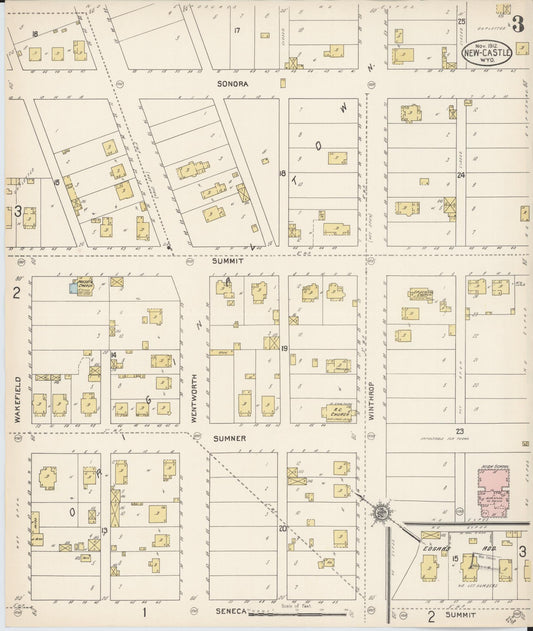 Sanborn Fire Insurance Map from Newcastle, Weston County, Wyoming (1912), Sheet #0003 - Historic Sanborn Fire Insurance Map Print, vintage old map wall art, antique decor, genealogy gift, Wyoming Wyoming map