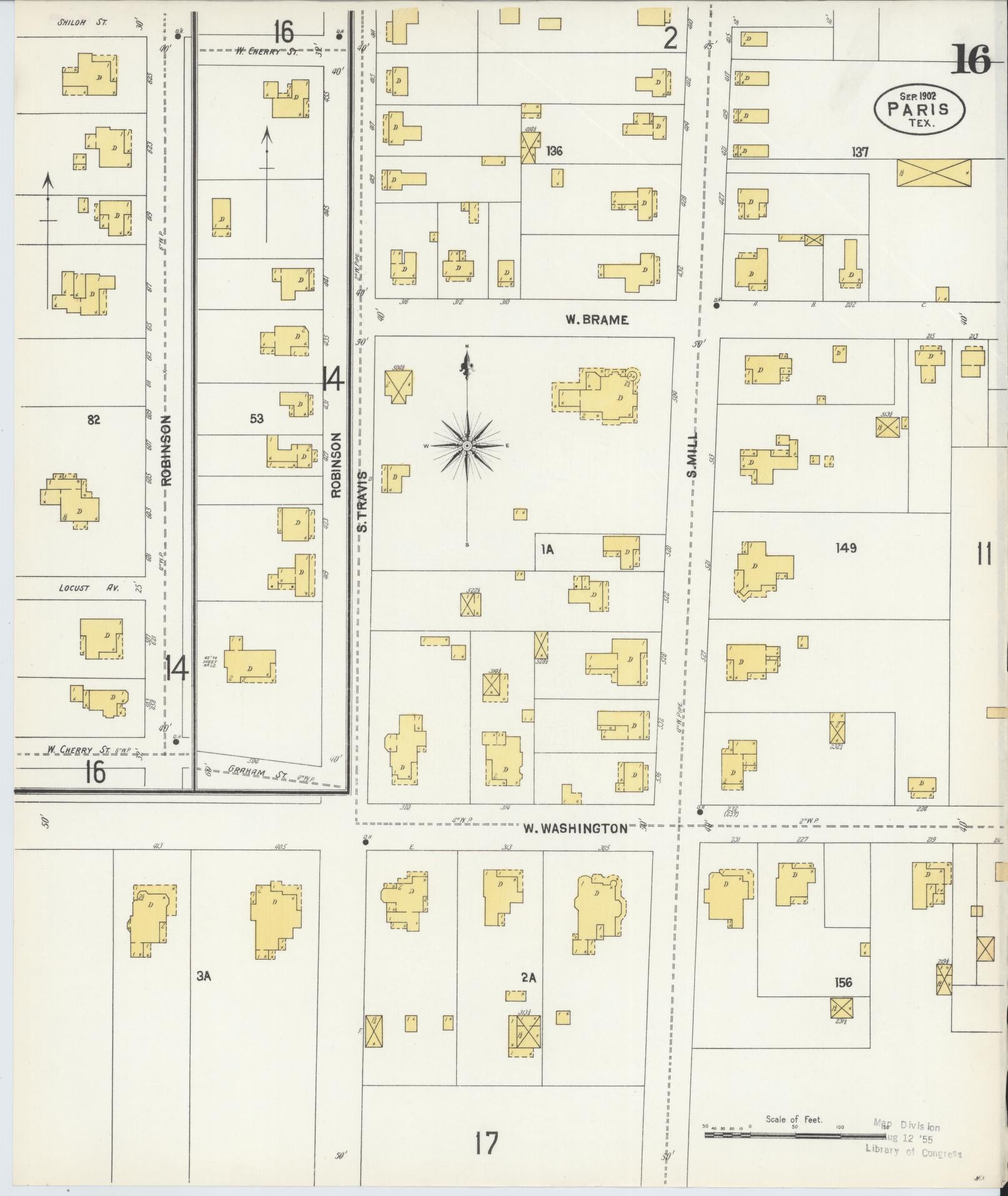 Sanborn Fire Insurance Map from Paris, Lamar County, Texas (1902), Sheet #0016 - Historic Sanborn Fire Insurance Map Print, vintage old map wall art, antique decor, genealogy gift, Texas Texas map