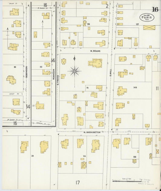 Sanborn Fire Insurance Map from Paris, Lamar County, Texas (1902), Sheet #0016 - Historic Sanborn Fire Insurance Map Print, vintage old map wall art, antique decor, genealogy gift, Texas Texas map