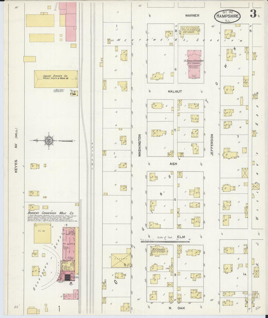 Sanborn Fire Insurance Map from Hampshire, Kane County, Illinois (1912), Sheet #0003 - Historic Sanborn Fire Insurance Map Print, vintage old map wall art, antique decor, genealogy gift, Illinois Illinois map