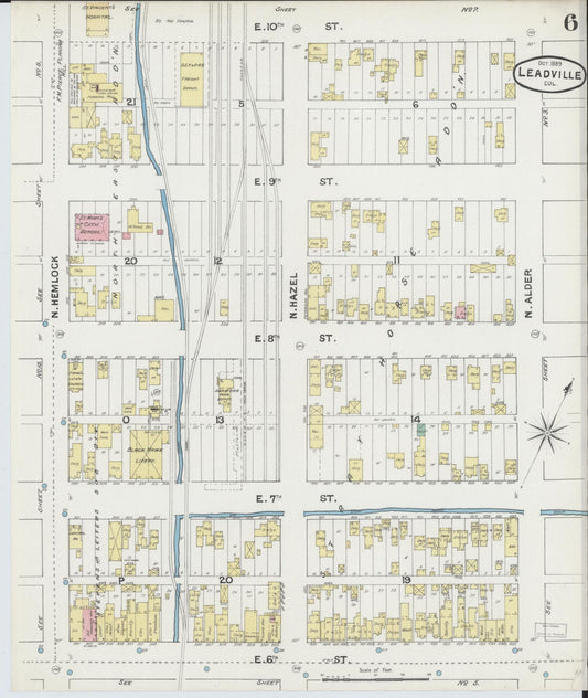 Sanborn Fire Insurance Map from Leadville, Lake County, Colorado (1889), Sheet #0006 - Historic Sanborn Fire Insurance Map Print, vintage old map wall art, antique decor, genealogy gift, Colorado Colorado map
