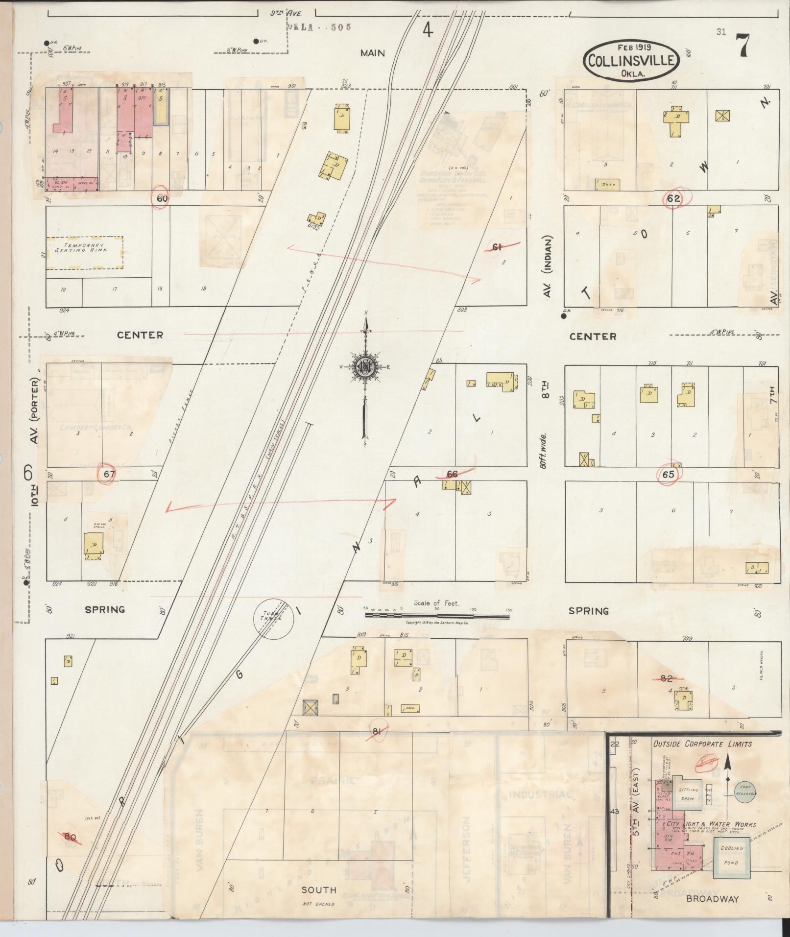 Sanborn Fire Insurance Map from Collinsville, Tulsa County, Oklahoma (1936), Sheet #0007 - Complete Map Set gallery image, historic Sanborn map, vintage wall art, Oklahoma Oklahoma