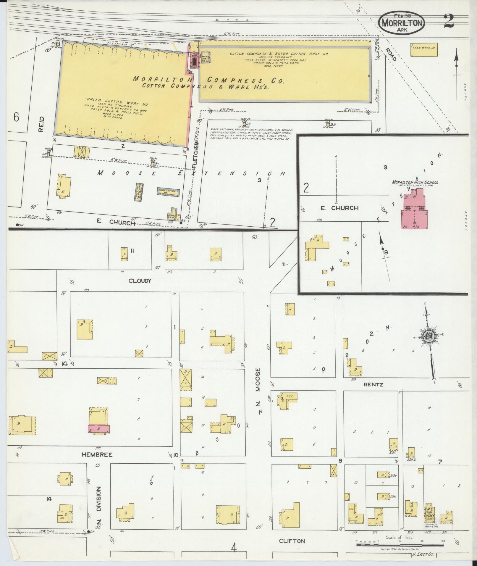 Sanborn Fire Insurance Map from Morrilton, Conway County, Arkansas (1919), Sheet #0002 - Complete Map Set gallery image, historic Sanborn map, vintage wall art, Arkansas Arkansas