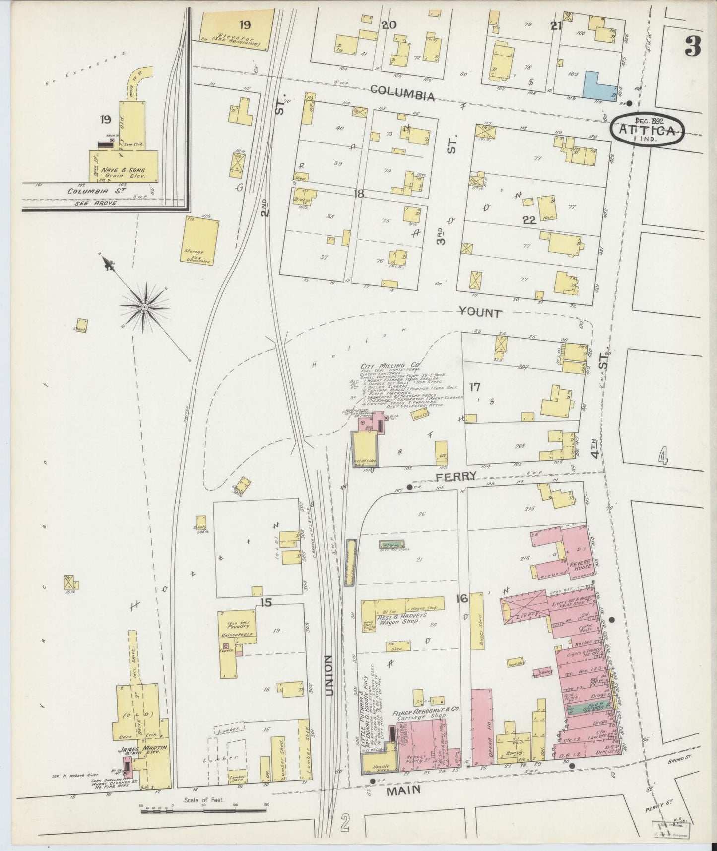 Sanborn Fire Insurance Map from Attica, Fountain County, Indiana (1892), Sheet #0003 - Complete Map Set gallery image, historic Sanborn map, vintage wall art, Indiana Indiana