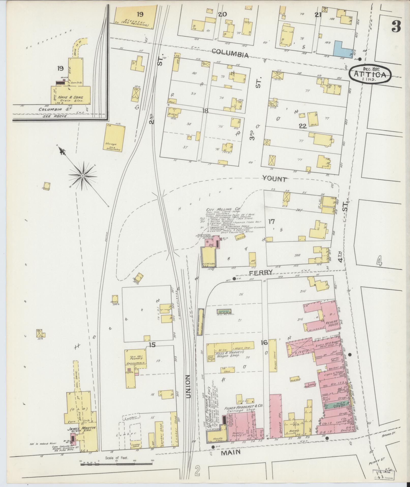 Sanborn Fire Insurance Map from Attica, Fountain County, Indiana (1892), Sheet #0003 - Complete Map Set gallery image, historic Sanborn map, vintage wall art, Indiana Indiana