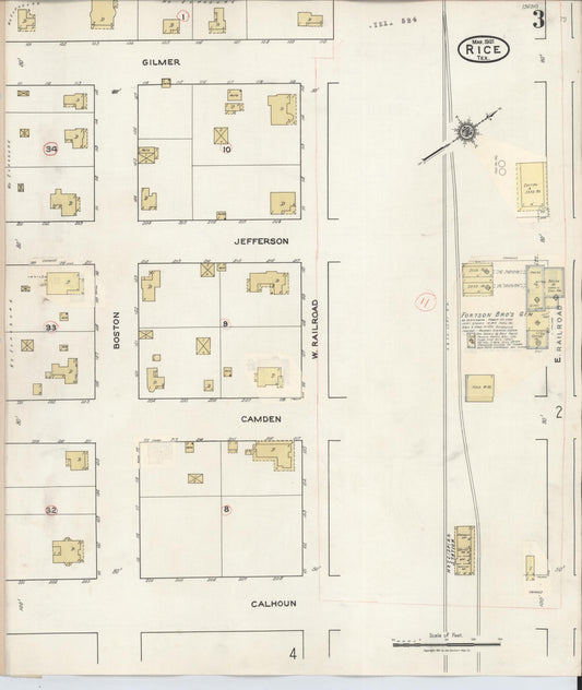 Sanborn Fire Insurance Map from Rice, Navarro County, Texas (1935), Sheet #0003 - Historic Sanborn Fire Insurance Map Print, vintage old map wall art, antique decor, genealogy gift, Texas Texas map