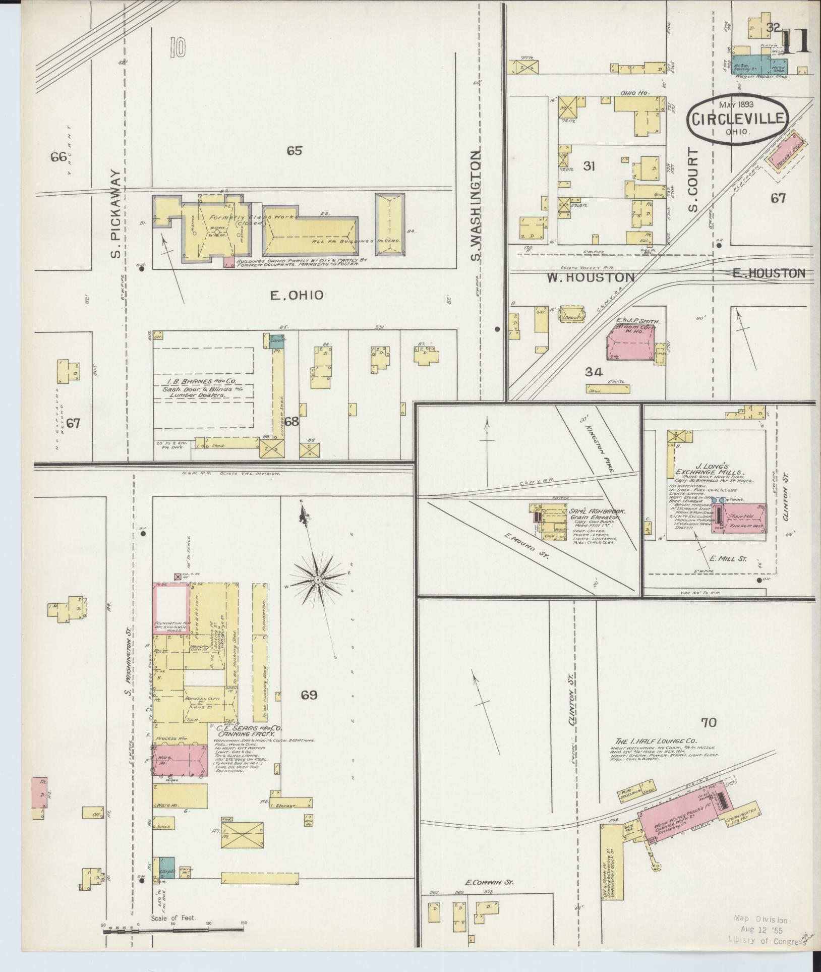 Sanborn Fire Insurance Map from Circleville, Pickaway County, Ohio (1893), Sheet #0011 - Complete Map Set gallery image, historic Sanborn map, vintage wall art, Ohio Ohio