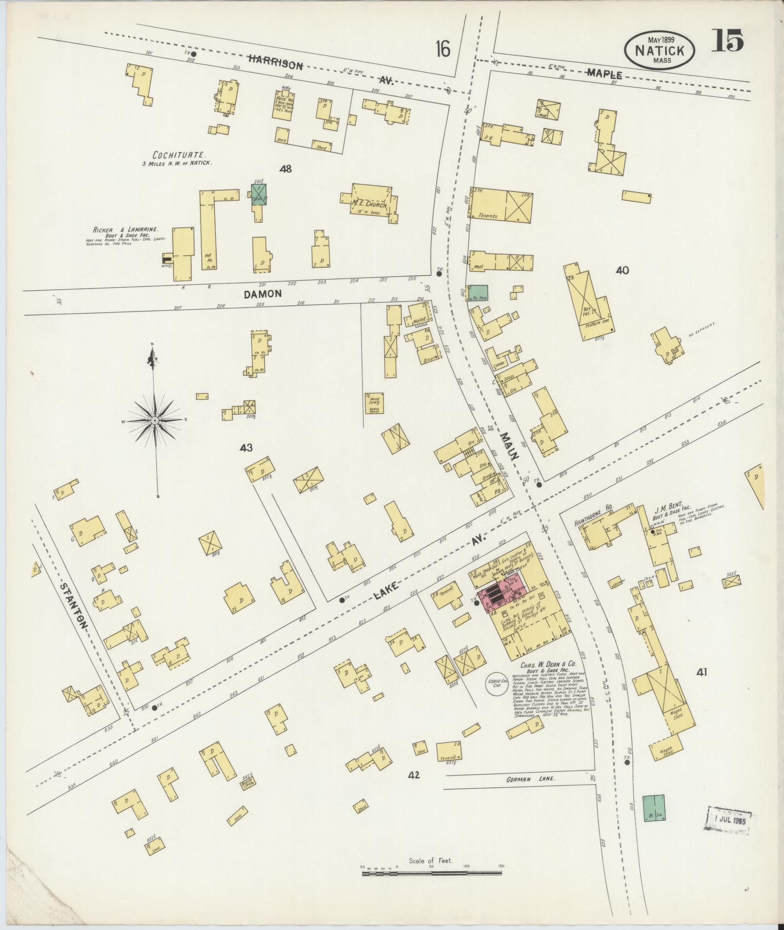 Sanborn Fire Insurance Map from Natick, Middlesex County, Massachusetts (1899), Sheet #0015 - Complete Map Set gallery image, historic Sanborn map, vintage wall art, Massachusetts Massachusetts