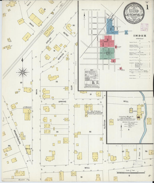 Sanborn Fire Insurance Map from Leitchfield, Grayson County, Kentucky. (1907) – Historic Sanborn Fire Insurance Map Print