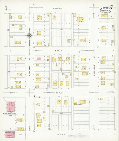 Sanborn Fire Insurance Map from Wewoka, Seminole County, Oklahoma (1925), Sheet #0007 - Complete Map Set gallery image, historic Sanborn map, vintage wall art, Oklahoma Oklahoma