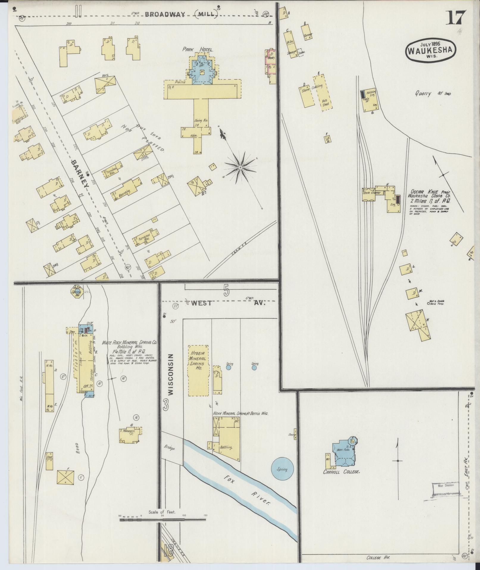 Sanborn Fire Insurance Map from Waukesha, Waukesha County, Wisconsin (1895), Sheet #0017 - Complete Map Set gallery image, historic Sanborn map, vintage wall art, Wisconsin Wisconsin