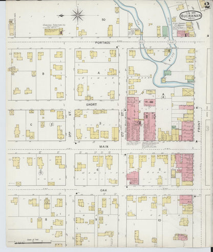 Sanborn Fire Insurance Map from Buchanan, Berrien County, Michigan (1895), Sheet #0002 - Complete Map Set gallery image, historic Sanborn map, vintage wall art, Michigan Michigan