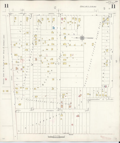 Sanborn Fire Insurance Map from Glen Ellyn, Du Page County, Illinois (1946), Sheet #0011 - Complete Map Set gallery image, historic Sanborn map, vintage wall art, Illinois Illinois