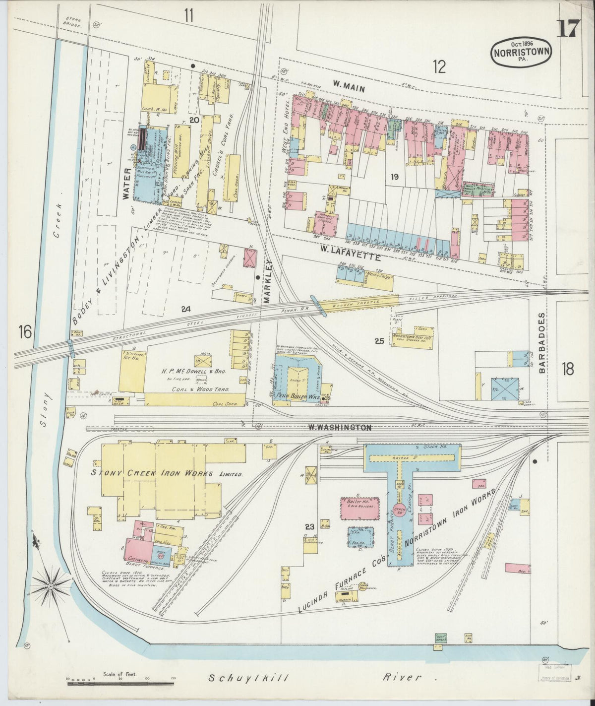 Sanborn Fire Insurance Map from Norristown, Montgomery County, Pennsylvania (1896), Sheet #0017 - Complete Map Set gallery image, historic Sanborn map, vintage wall art, Pennsylvania Pennsylvania