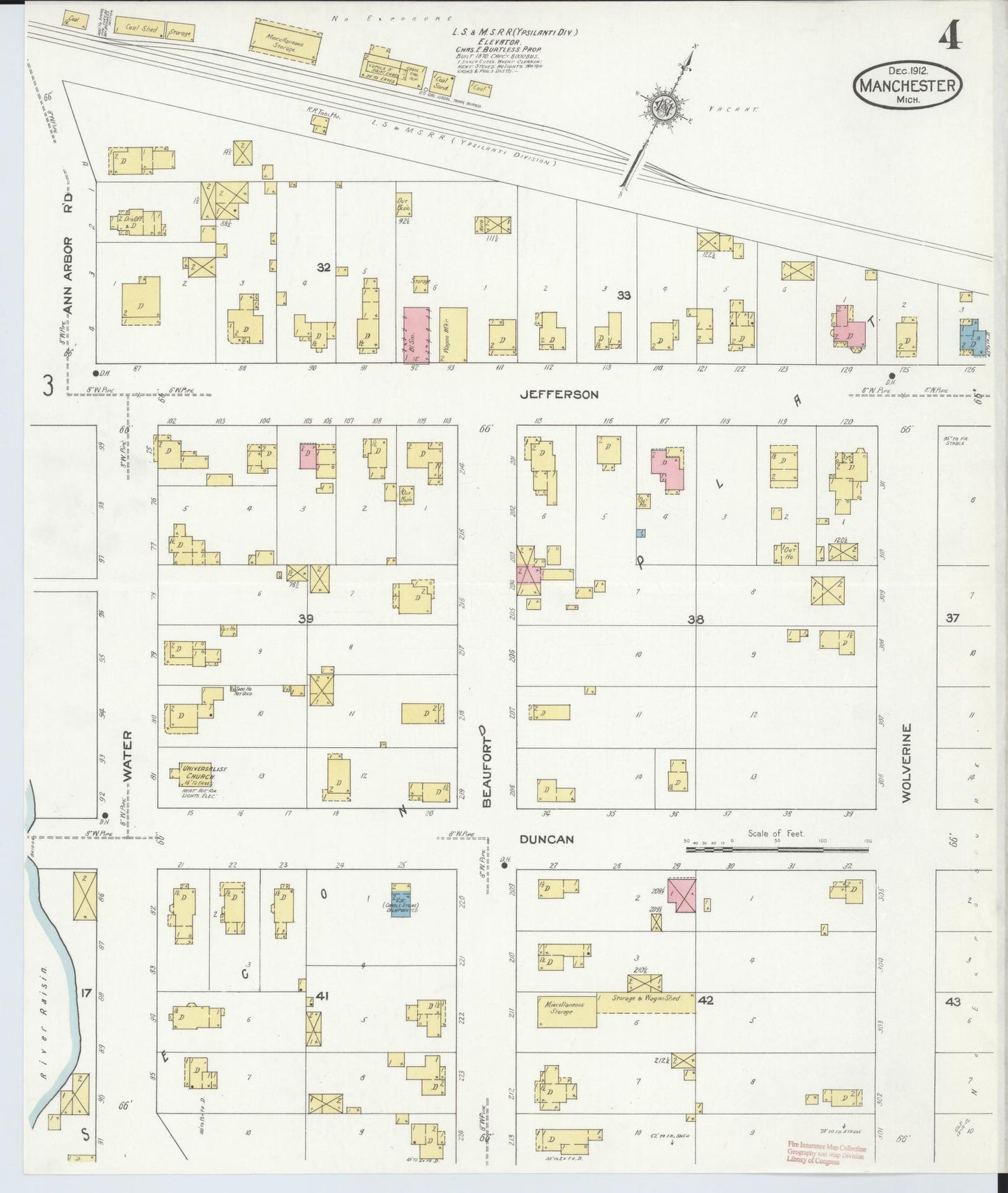 Sanborn Fire Insurance Map from Manchester, Washtenaw County, Michigan. (1912), Sheet 4 – Historic Sanborn Fire Insurance Map Print