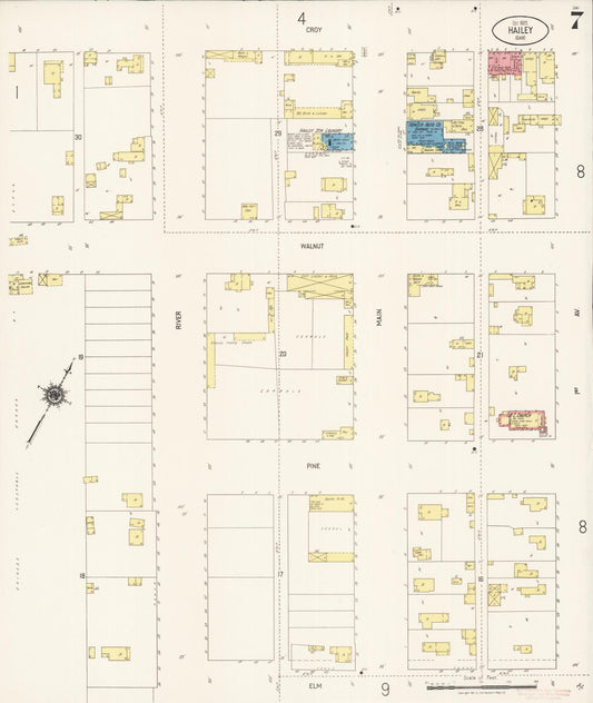 Sanborn Fire Insurance Map from Hailey, Blaine County, Idaho (1920), Sheet #0007 - Historic Sanborn Fire Insurance Map Print, vintage old map wall art, antique decor, genealogy gift, Idaho Idaho map