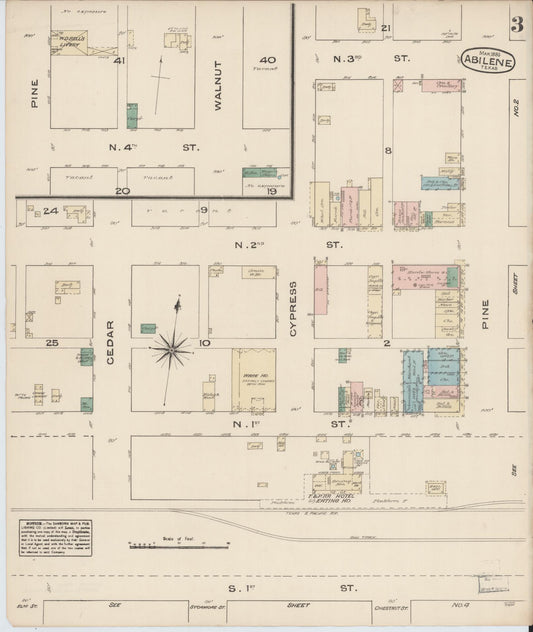 Sanborn Fire Insurance Map from Abilene, Taylor County, Texas (1885), Sheet #0003 - Historic Sanborn Fire Insurance Map Print, vintage old map wall art, antique decor, genealogy gift, Texas Texas map