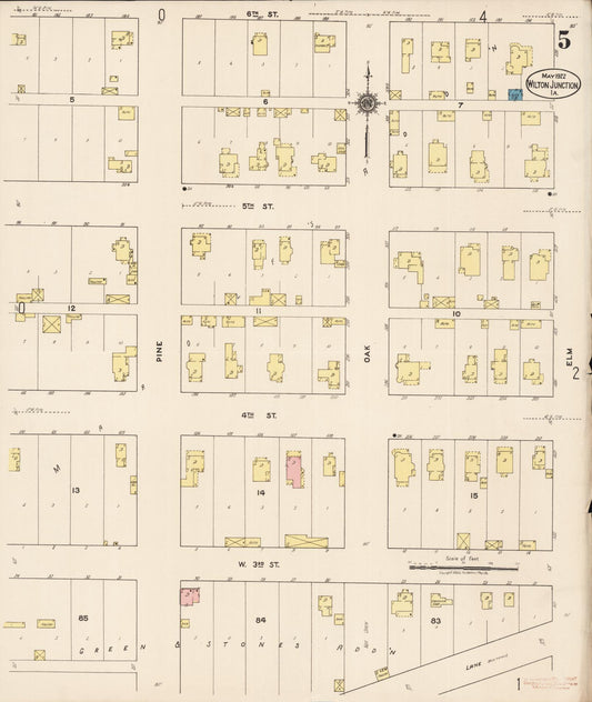 Sanborn Fire Insurance Map from Wilton Junction, Muscatine County, Iowa (1922), Sheet #0005 - Historic Sanborn Fire Insurance Map Print, vintage old map wall art