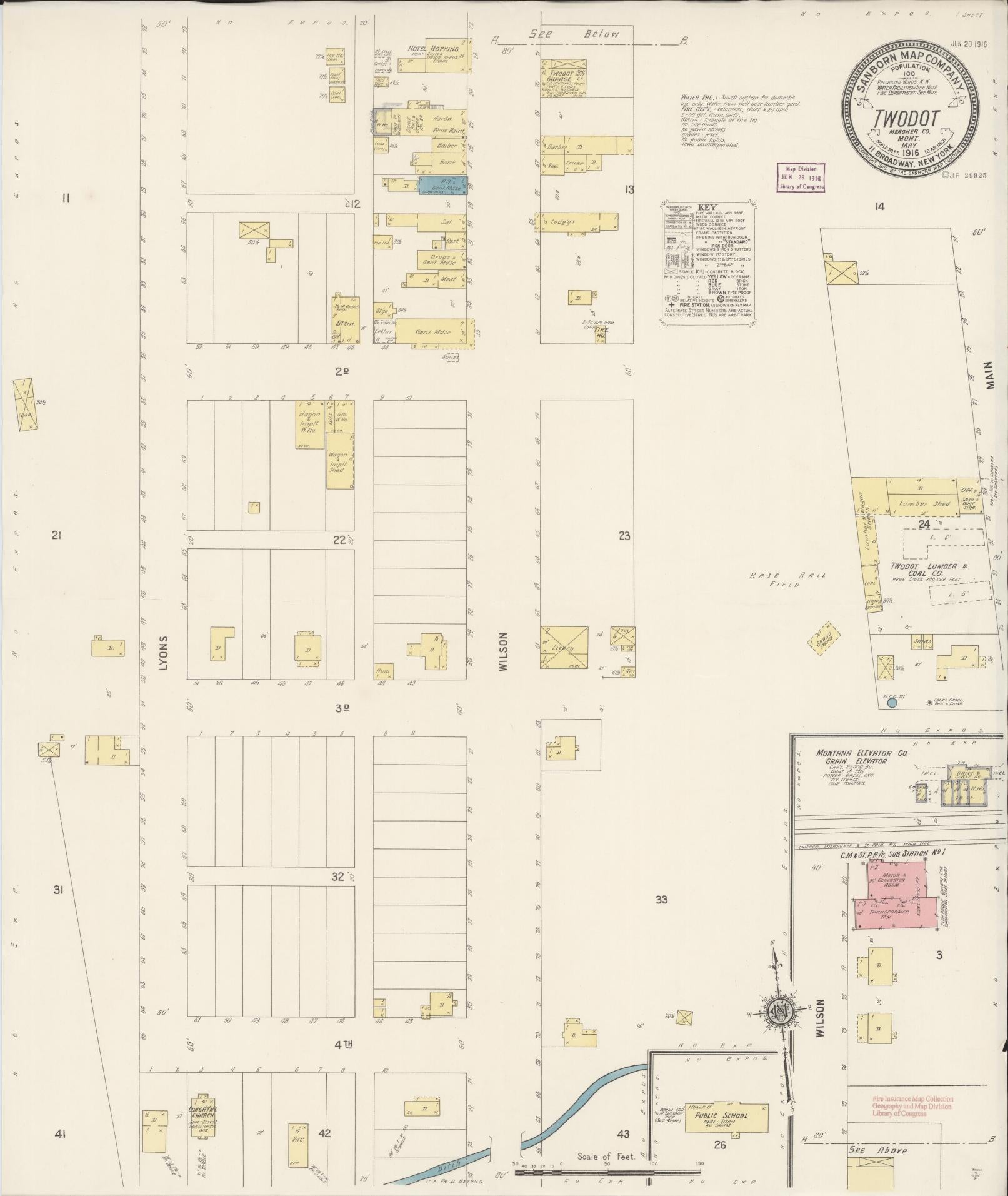 Sanborn Fire Insurance Map from Twodot, Wheatland County, Montana (1916), Sheet #0001 - Historic Sanborn Fire Insurance Map Print, vintage old map wall art, antique decor, genealogy gift, Montana Montana map