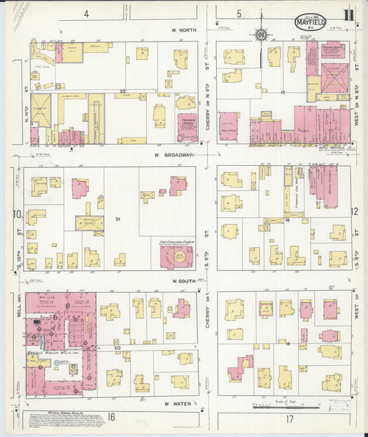 Sanborn Fire Insurance Map from Mayfield, Graves County, Kentucky (1916), Sheet #0011 - Historic Sanborn Fire Insurance Map Print, vintage old map wall art, antique decor, genealogy gift, Kentucky Kentucky map