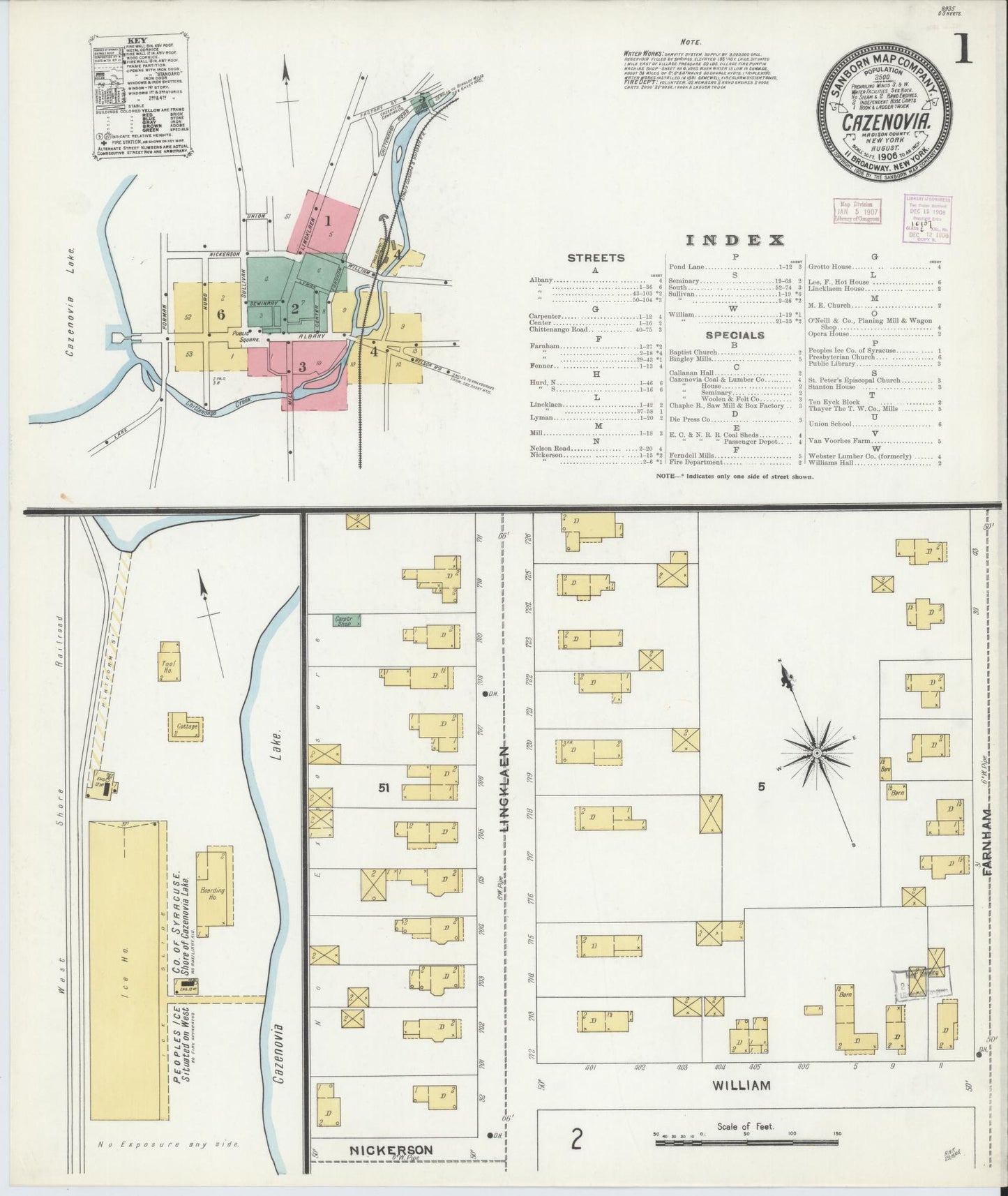 Sanborn Fire Insurance Map from Cazenovia, Madison County, New York. (1906) – Historic Sanborn Fire Insurance Map Print