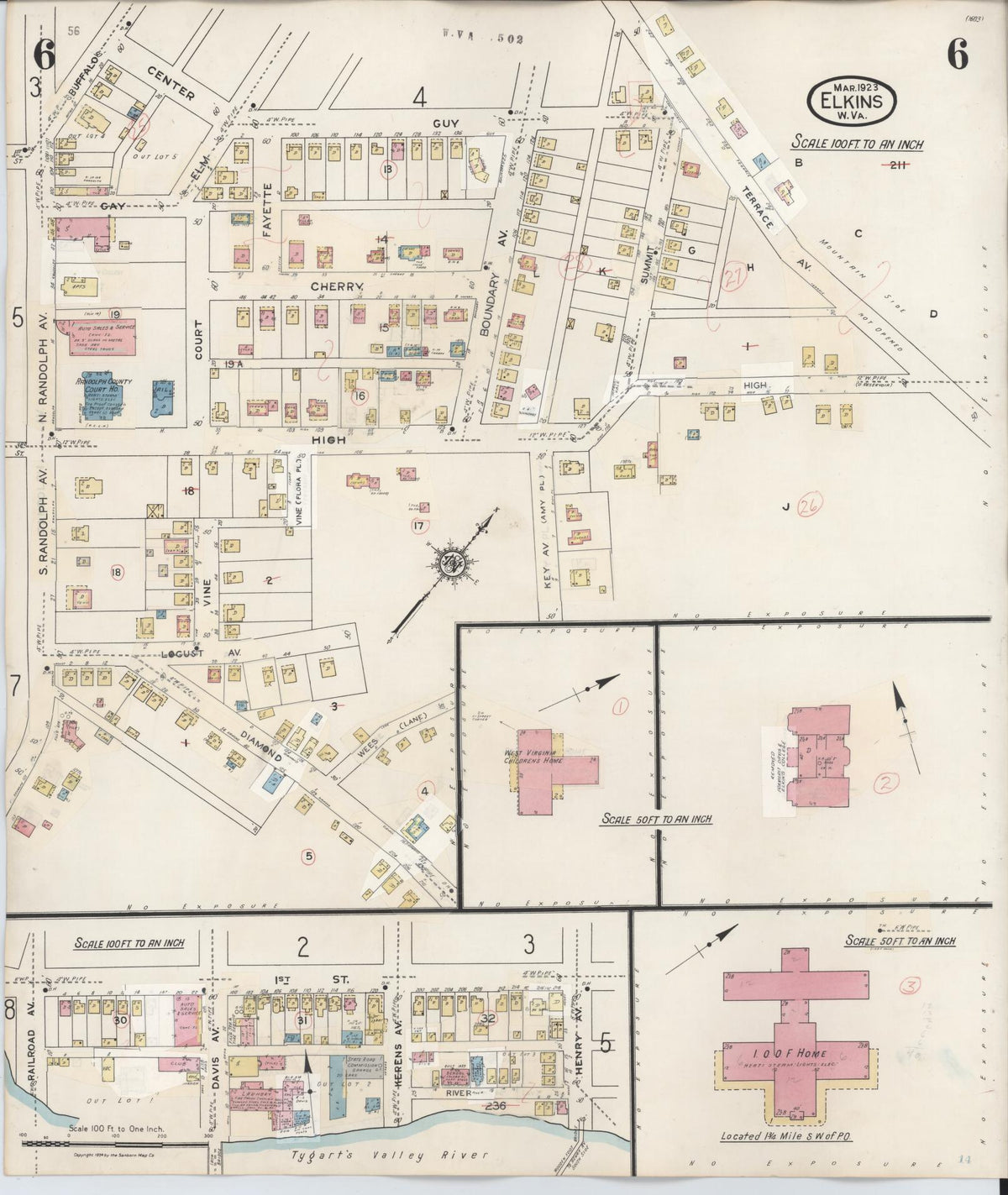 Sanborn Fire Insurance Map from Elkins, Randolph County, West Virginia (1950), Sheet #0006 - Complete Map Set gallery image, historic Sanborn map, vintage wall art, West Virginia West Virginia