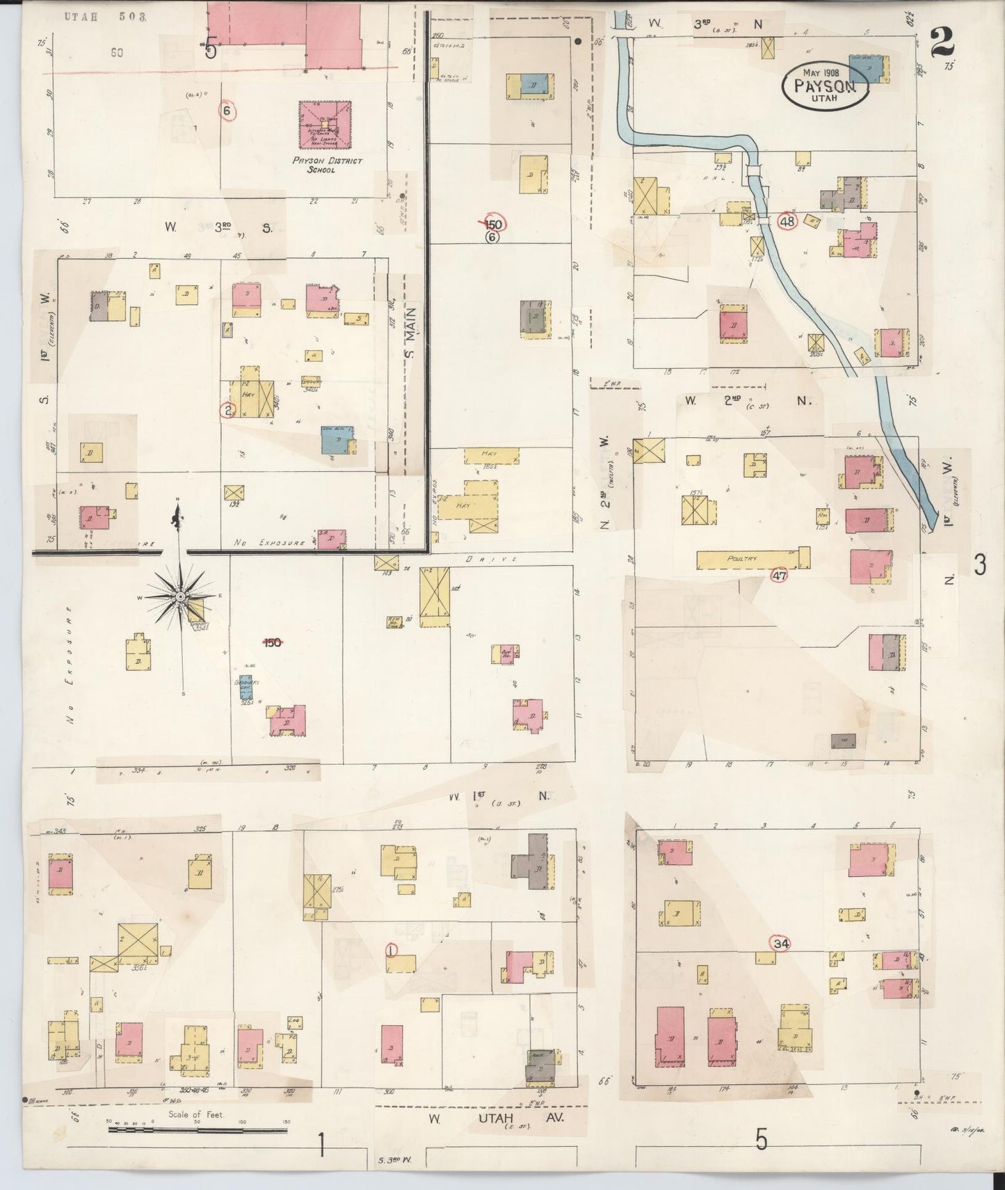 Sanborn Fire Insurance Map from Payson, Utah County, Utah (1931), Sheet #0002 - Complete Map Set gallery image, historic Sanborn map, vintage wall art, Payson Utah