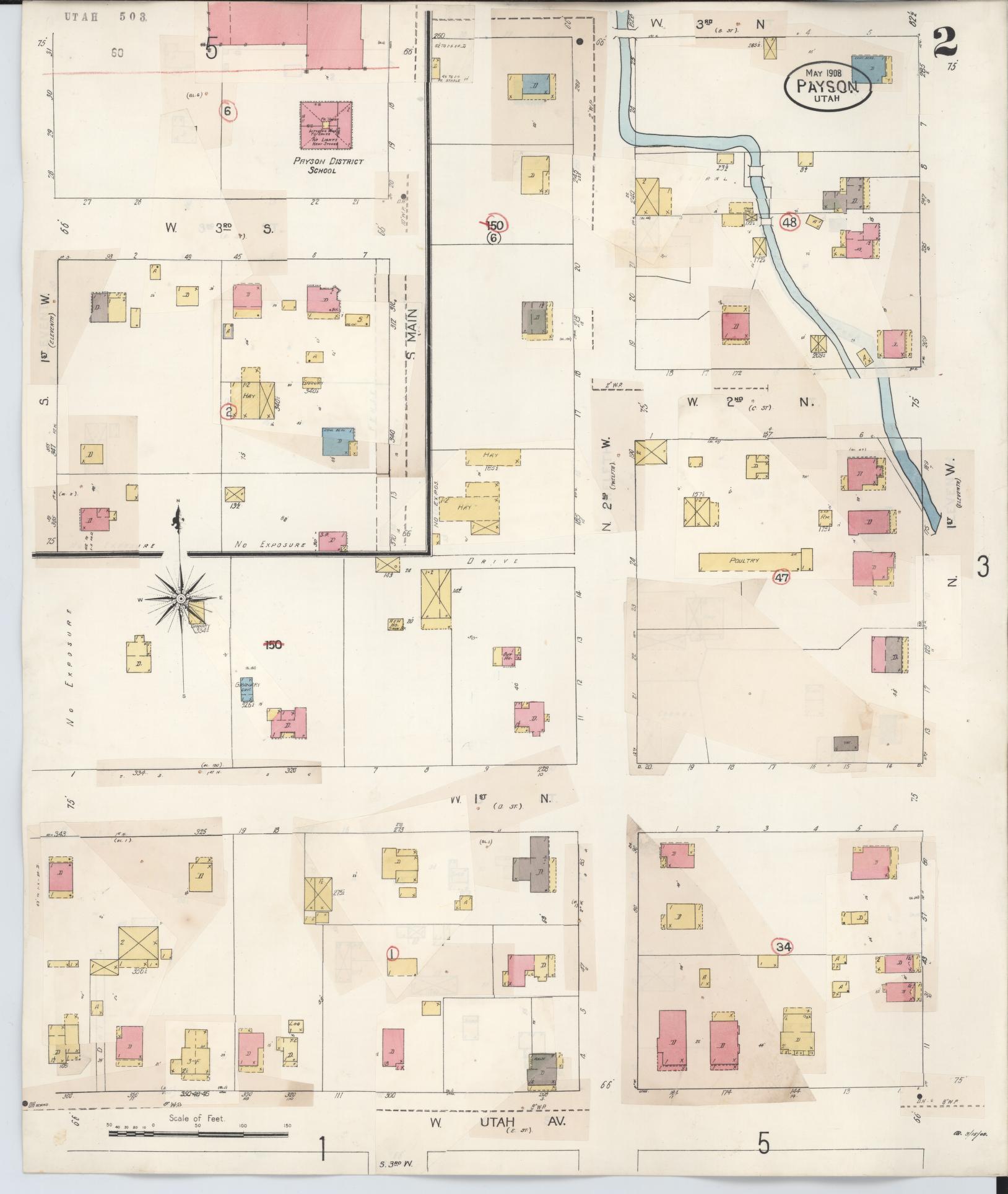 Sanborn Fire Insurance Map from Payson, Utah County, Utah (1931), Sheet #0002 - Complete Map Set gallery image, historic Sanborn map, vintage wall art, Payson Utah