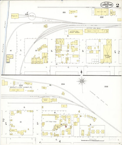 Sanborn Fire Insurance Map from Lewiston, Nez Perce County, Idaho (1904), Sheet #0002 - Complete Map Set gallery image, historic Sanborn map, vintage wall art, Idaho Idaho