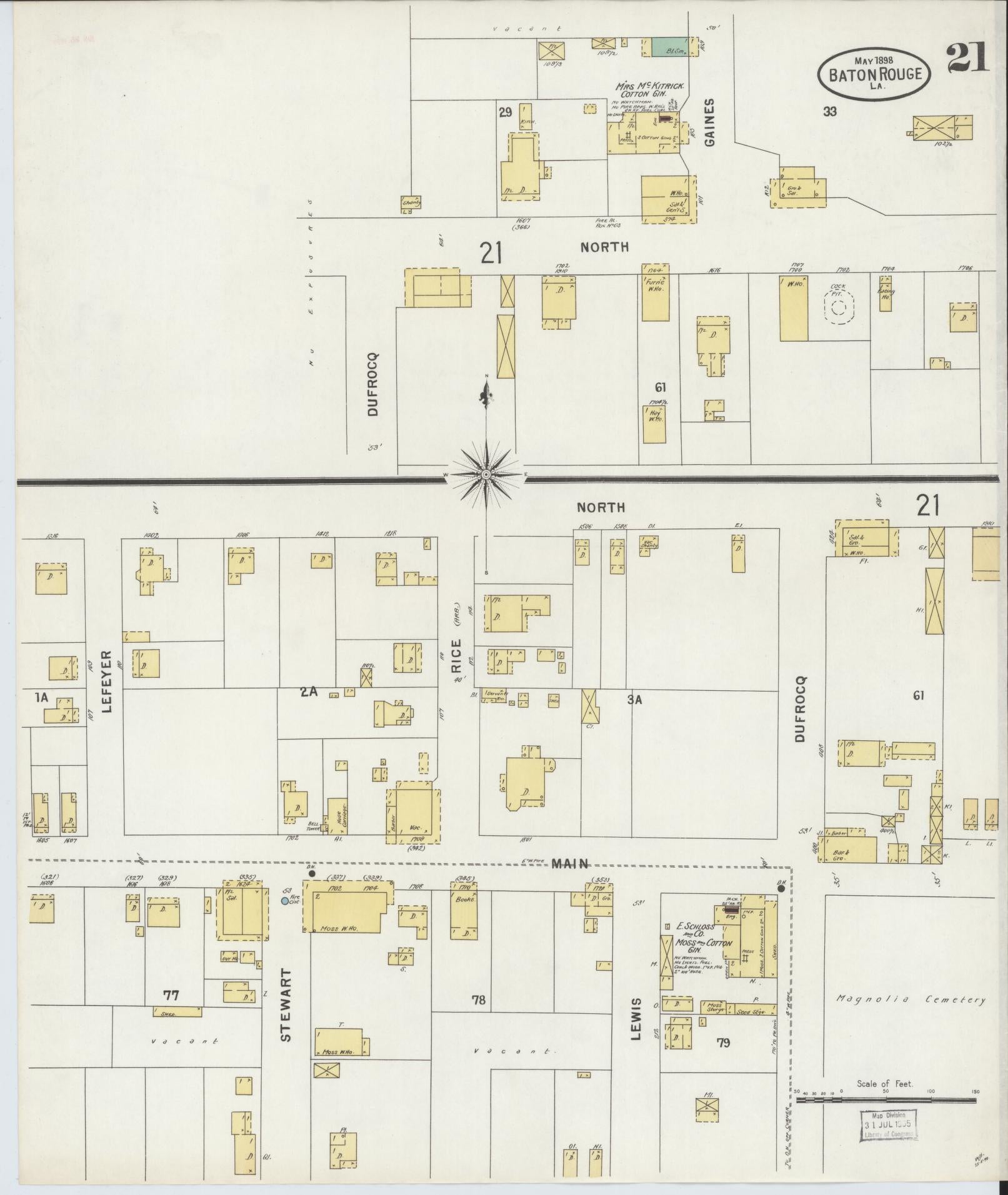 Sanborn Fire Insurance Map from Baton Rouge, East Baton Rouge Parish, Louisiana (1898), Sheet #0021 - Complete Map Set gallery image, historic Sanborn map, vintage wall art, Louisiana Louisiana