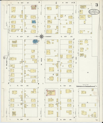 Sanborn Fire Insurance Map from Blytheville, Mississippi County, Arkansas (1913), Sheet #0003 - Complete Map Set gallery image, historic Sanborn map, vintage wall art, Arkansas Arkansas