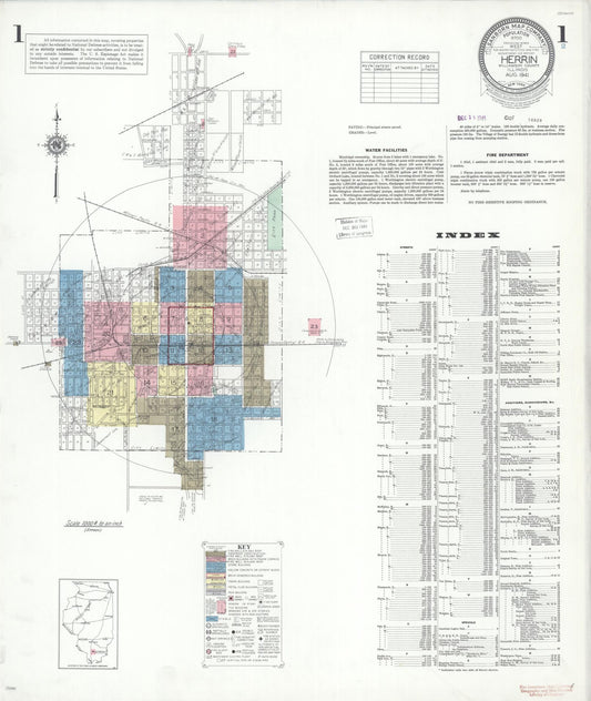 Sanborn Fire Insurance Map from Herrin, Williamson County, Illinois (1941), Sheet #0001 - Historic Sanborn Fire Insurance Map Print, vintage old map wall art, antique decor, genealogy gift, Illinois Illinois map