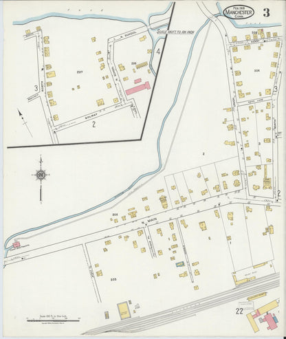 Sanborn Fire Insurance Map from Manchester, Hartford County, Connecticut (1919), Sheet #0003 - Complete Map Set gallery image, historic Sanborn map, vintage wall art, Connecticut Connecticut