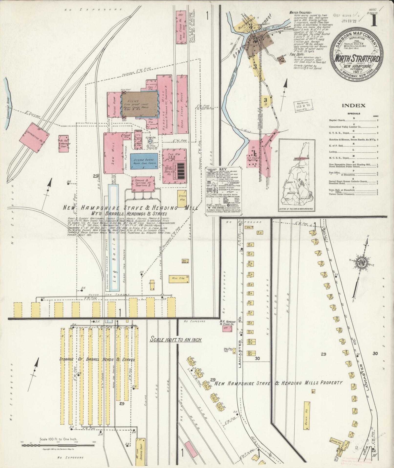 Sanborn Fire Insurance Map from North Stratford, Coos County, New Hampshire. (1921) – Historic Sanborn Fire Insurance Map Print