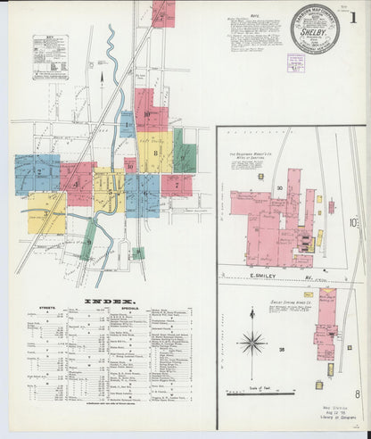 Sanborn Fire Insurance Map from Shelby, Richland County, Ohio (1904), Sheet #0001 - Historic Sanborn Fire Insurance Map Print, vintage old map wall art, antique decor, genealogy gift, Ohio Ohio map