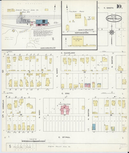 Sanborn Fire Insurance Map from Spring Valley, Bureau County, Illinois (1913), Sheet #0010 - Complete Map Set gallery image, historic Sanborn map, vintage wall art, Illinois Illinois