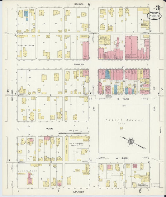 Sanborn Fire Insurance Map from Henry, Marshall County, Illinois (1913), Sheet #0003 - Historic Sanborn Fire Insurance Map Print, vintage old map wall art, antique decor, genealogy gift, Illinois Illinois map