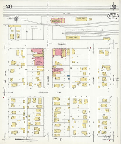 Sanborn Fire Insurance Map from Austin, Mower County, Minnesota (1926), Sheet #0020 - Historic Sanborn Fire Insurance Map Print, vintage old map wall art, antique decor, genealogy gift, Minnesota Minnesota map